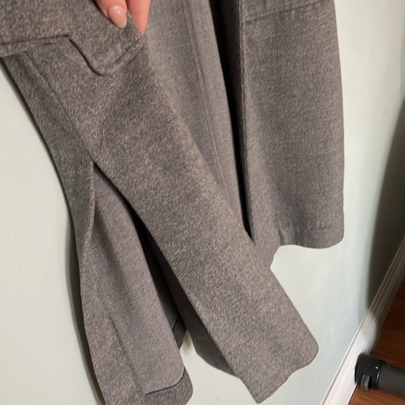 Grey Long Winter Pea Coat Open Front Jacket - Picture 7 of 8